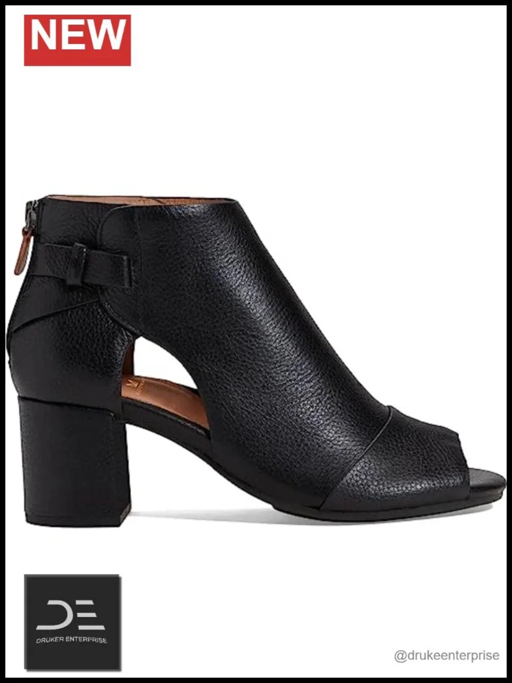 Women's Open Toe Chunky Block Heel Sandal Booties with Back Zipper and Cutout